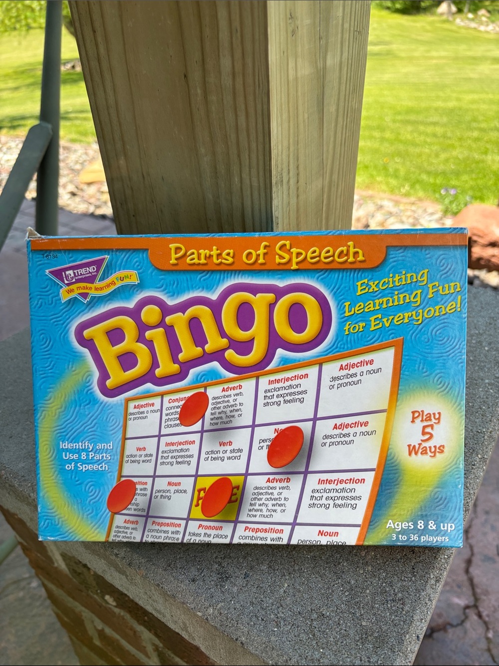 Parts of Speech Bingo Educational Game ages 8+